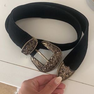 Black Suede Cowboy Belt